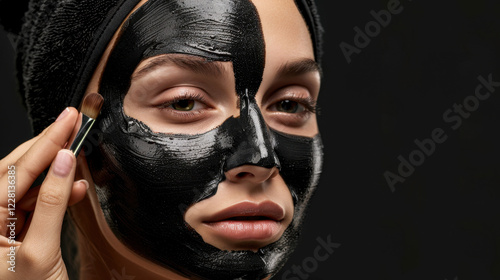 beautician applying face mask