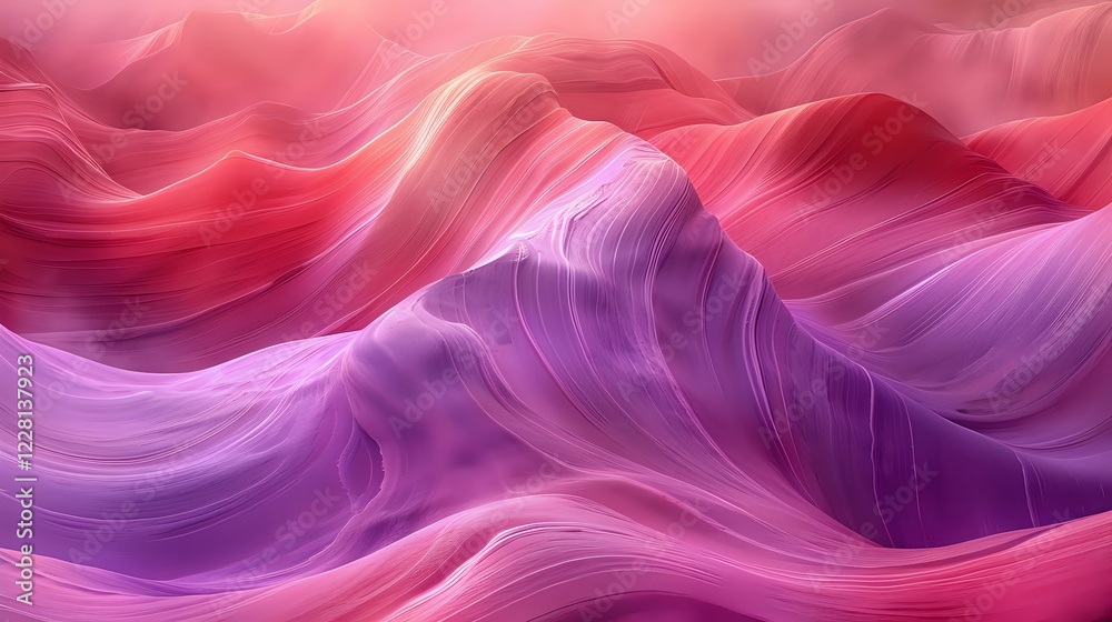 Fototapeta premium Smooth flowing abstract waves in vibrant pink and purple colors create dynamic background perfect for modern design projects and presentations.