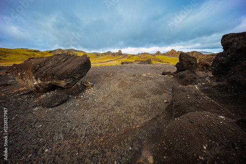 Obraz na płótnie Fascinating autumn Katla Geopark on the island of Iceland w salonie