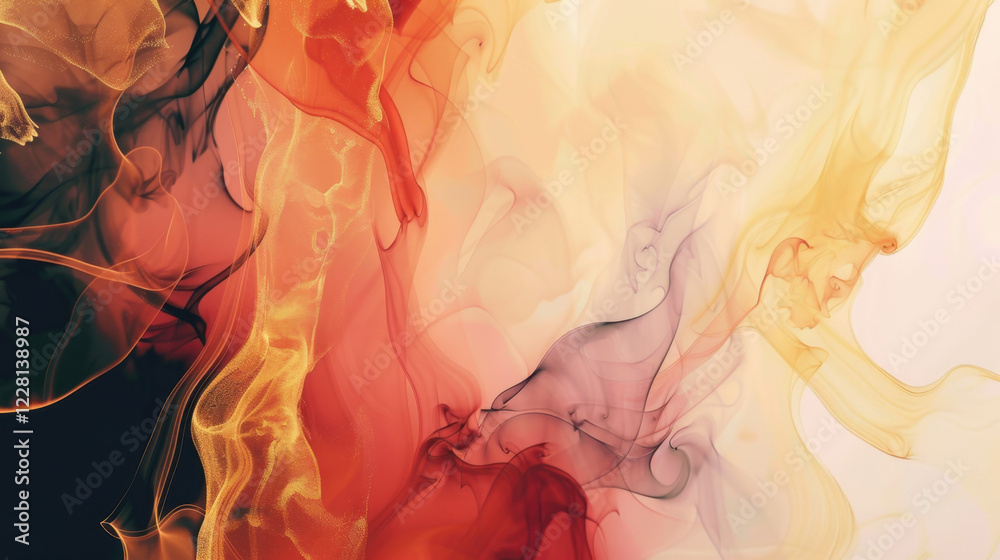 Fototapeta premium Black brown red burnt orange amber yellow gold white abstract background Color gradient ombre blend blur flow fluid