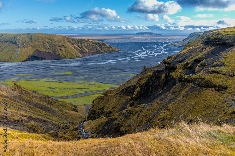 Fascinating autumn Katla Geopark on the island of Iceland