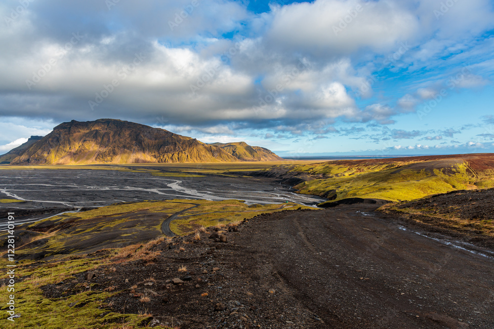 Fascinating autumn Katla Geopark on the island of Iceland
