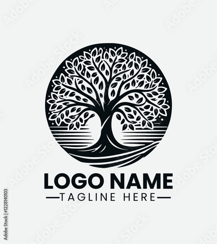 Vintage Tree of Life Logo, Natural Wooden Logo, Forest Emblem Logo, Rustic Tree Logo, Antique Tree Logo Design