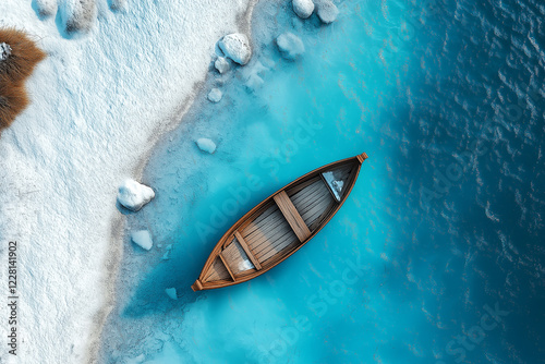A boat on blue lake. generative AI