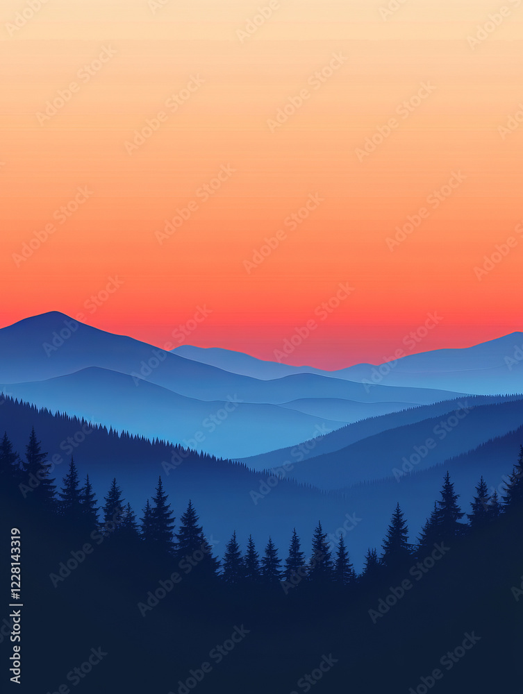 Obraz premium Abstract Minimalist Sunset Art Illustration