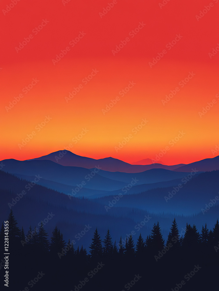 Fototapeta premium Abstract Minimalist Sunset Art Illustration