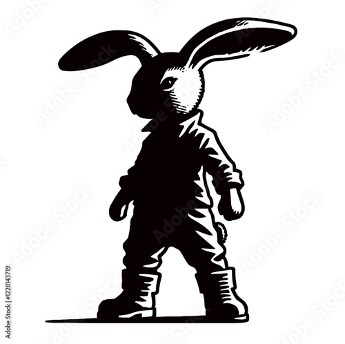 Silhouette of a Rabbit Standing Upright