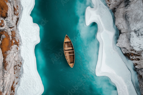 A boat on blue lake. generative AI