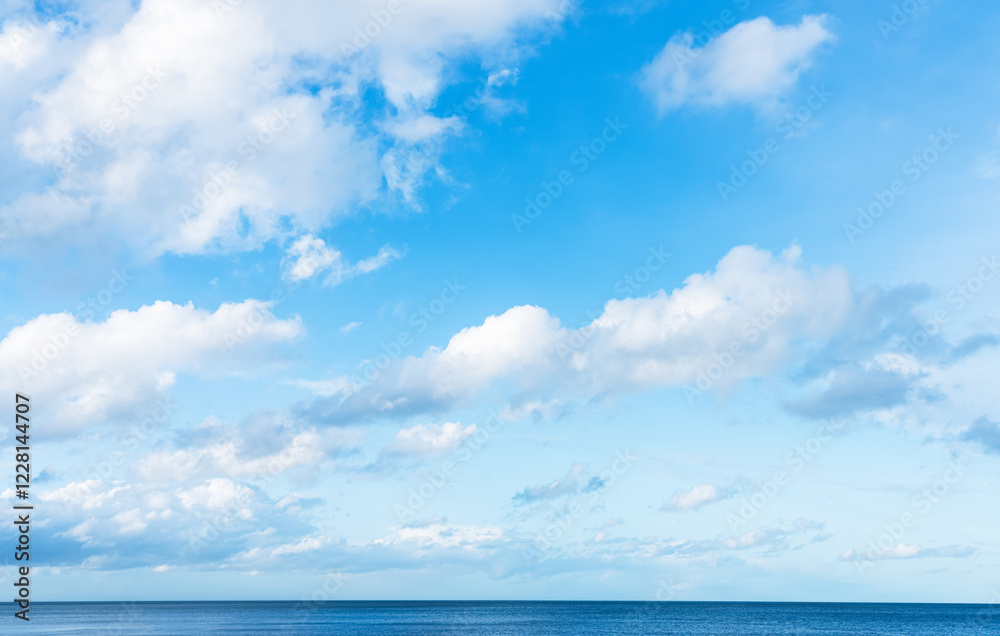 Sea sky blue,white cloud background for summer holiday vacation,Horizontal Nature seaside beach with sunlight in summer morning,Backdrop Seascape tropical beach with blue ocean and dramatic cloudy sky Sea sky blue,white cloud background for summer holiday vacation,Horizontal Nature seaside beach with sunlight in summer morning,Backdrop Seascape tropical beach with blue ocean and dramatic cloudy sky
