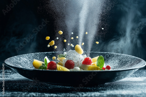Fruit salad in dish. generative AI