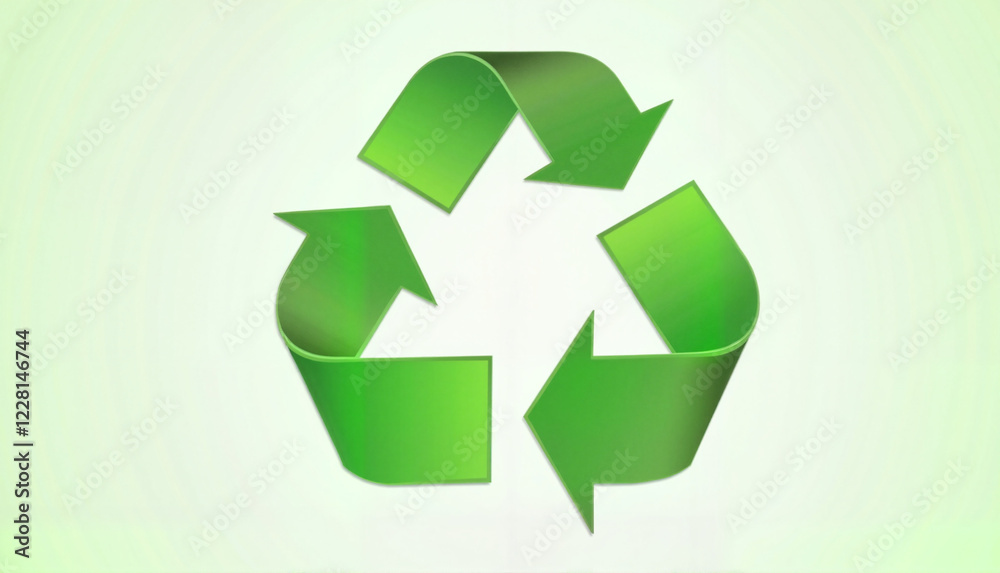 Recycling symbol in green colors on light background Recycling symbol in green colors on light background