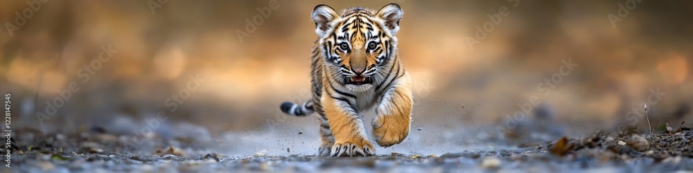 Fototapeta premium Close-up of a running tiger. Selective focus.