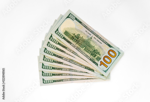 Bild auf Leinwand New 100 dollars USA from the back side folded like a fan, released after 2013