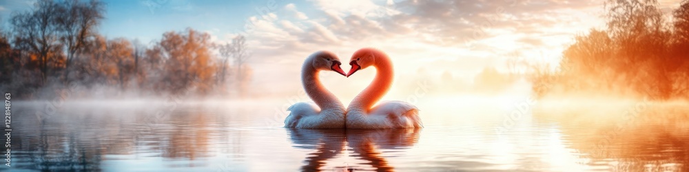 Fototapeta premium two little swans. Selective focus