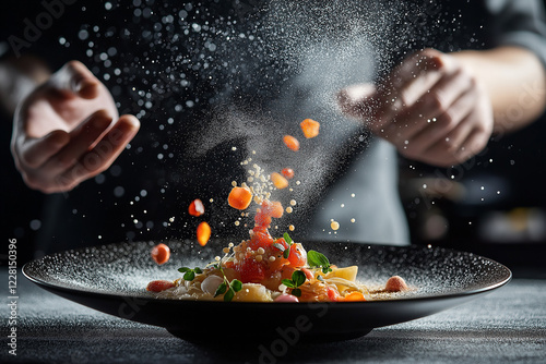 Fruit salad in dish. generative AI