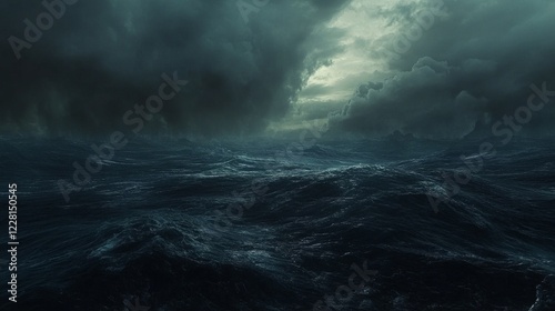 dark storm sky over water surface with artistick shadows added