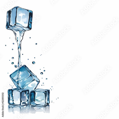 transparent ice cubes in water vector decoration pattern