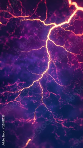 Vibrant lightning strikes electrify a purple night sky creating a stunning display of nature's power