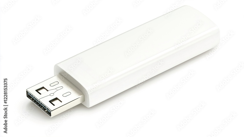 White USB Flash Drive Isolated on a Clean Background for Technology Use White USB Flash Drive Isolated on a Clean Background for Technology Use