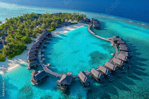 Luxury bungalow on beautiful sea. generative AI