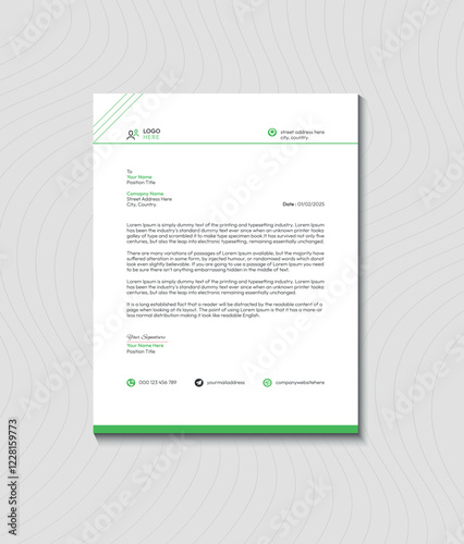 Modern Green Letterhead Template Design