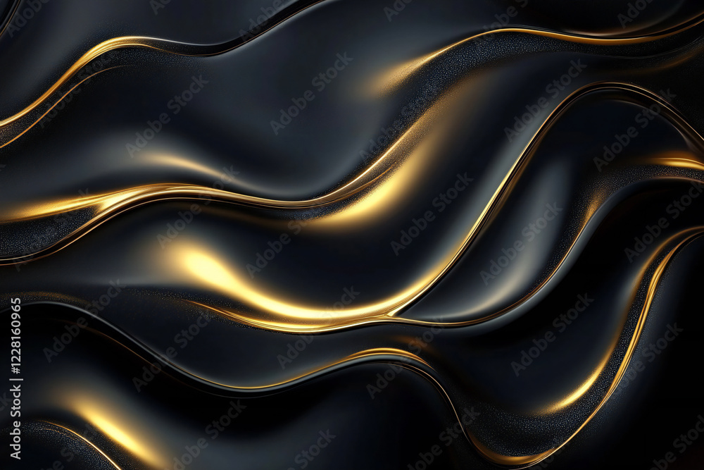 Elegant Flowing Golden Waves with Glowing Particles on a Dark Background, Abstract Futuristic Texture and Luxury Artistic Design Elegant Flowing Golden Waves with Glowing Particles on a Dark Background, Abstract Futuristic Texture and Luxury Artistic Design
