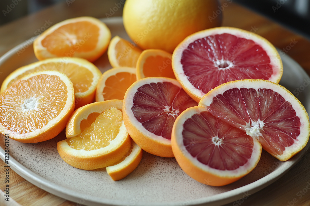 Oranges on a wooden table. generative AI
