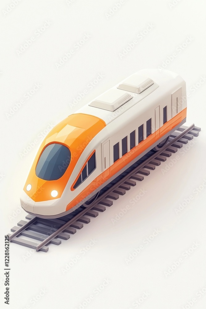 3D illustration of a modern high-speed train in isometric view 3D illustration of a modern high-speed train in isometric view