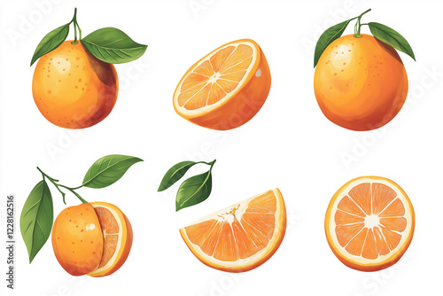 Oranges on a wooden table. generative AI