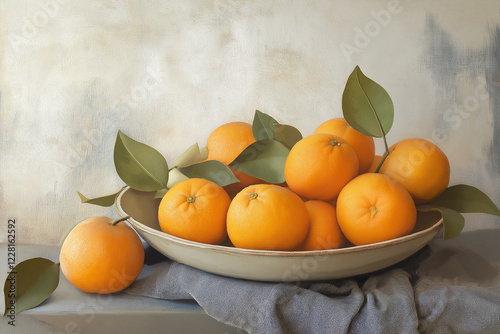 Oranges on a wooden table. generative AI