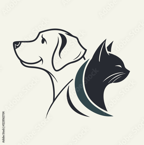 Unique vector illustration of a cat and dog logo emphasizes the individuality and creativity of each project
