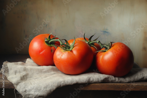 Tomato set on wooden table. generative AI