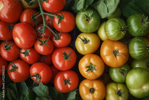 Tomato set on wooden table. generative AI