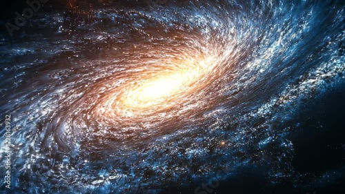 Vibrant galactic spiral movement with luminous cosmic swirl amidst deep space