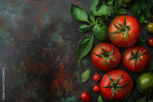 Tomato set on wooden table. generative AI