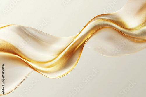 Elegant Flowing Silk Fabric with Delicate Golden Folds and Soft Texture, Luxurious Abstract Textile Background with Pastel Tones