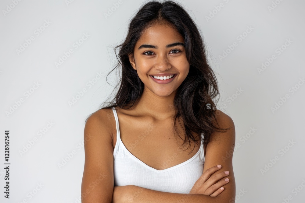 Confident young Asian Indian woman standing with crossed arms. Confident young Asian Indian woman standing with crossed arms.