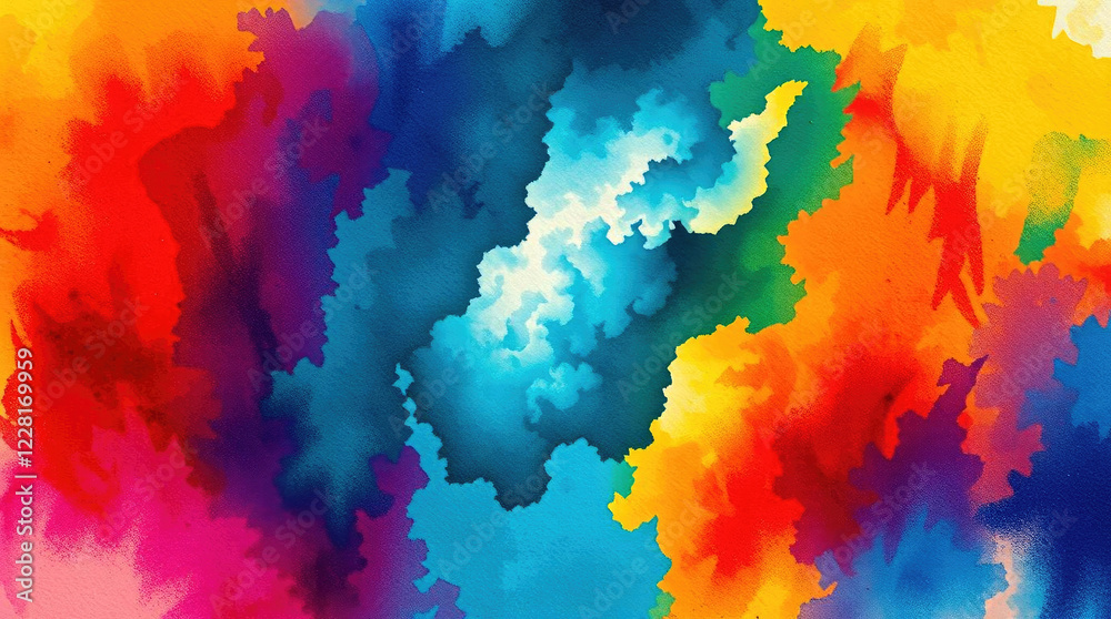 Vibrant multicolor abstract watercolor texture with multicolored splashes
