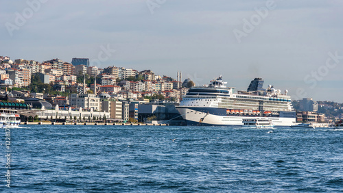 Cruise ship in the port of Istanbul.