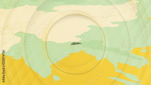 Abstract Map of Bhutan and Surrounding Regions with Circular Patterns.