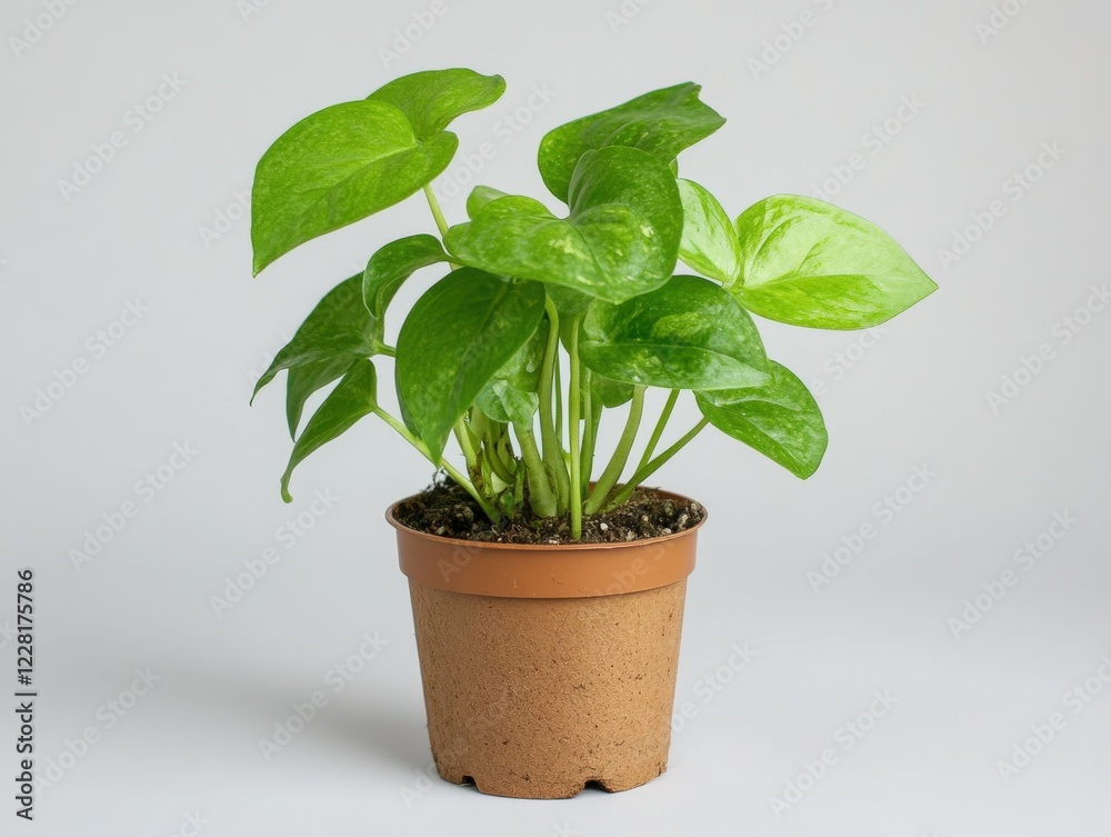 Fototapeta premium Indoor plant with vibrant green leaves in a simple pot