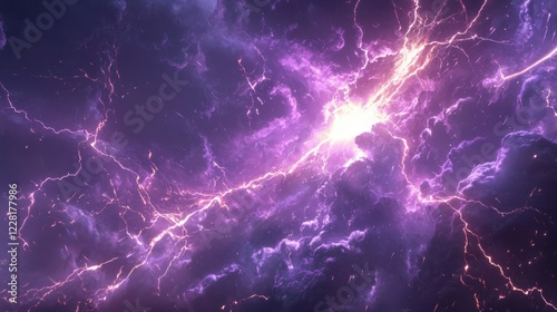 Wallpaper Mural Intense purple lightning bolts streak across swirling dark clouds, creating a striking cosmic storm that evokes a sense of wonder and mystery in the universe Torontodigital.ca