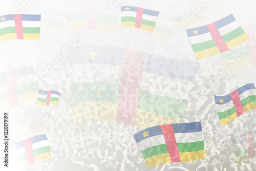 Celebratory Crowd with Central African Republic Flags Background