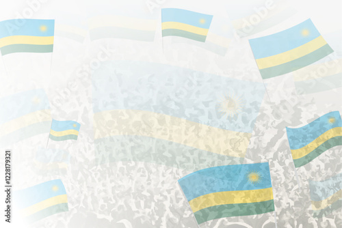 Celebratory Crowd with Rwanda Flags Background