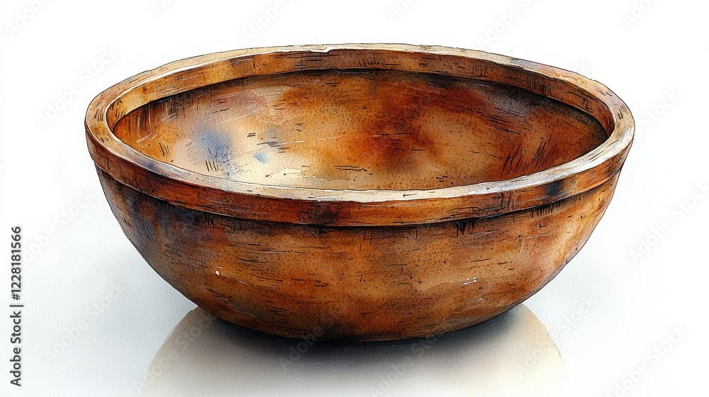 A wooden bowl with a smooth finish, suitable for serving food. A wooden bowl with a smooth finish, suitable for serving food.