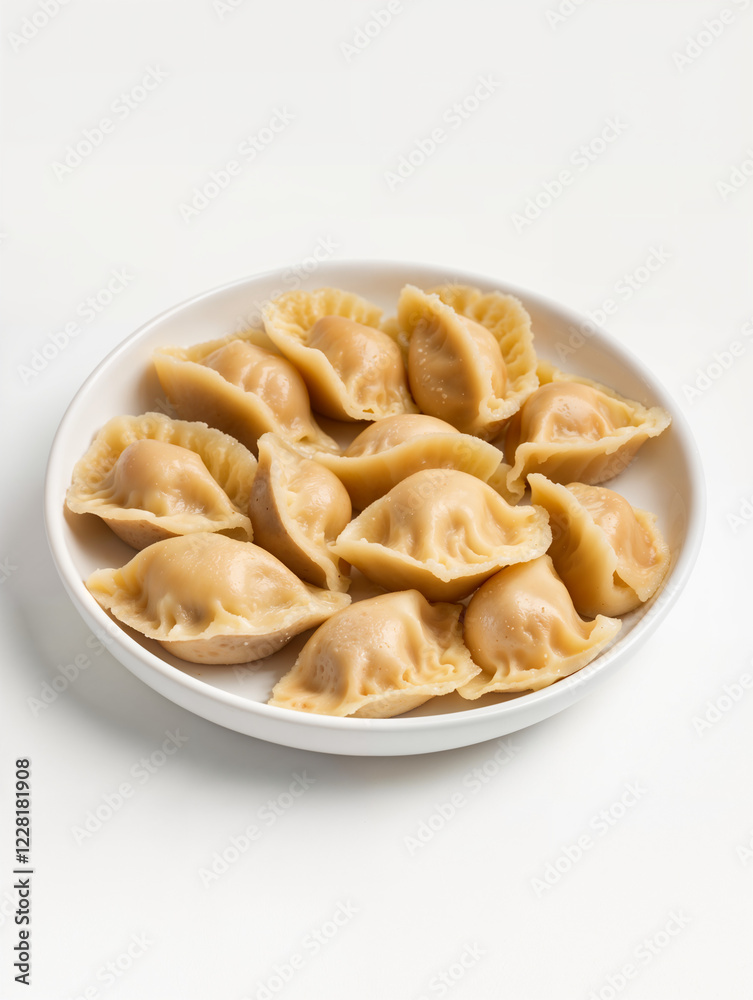 Homemade dumplings served on a white plate ready to enjoy for a comforting meal Homemade dumplings served on a white plate ready to enjoy for a comforting meal