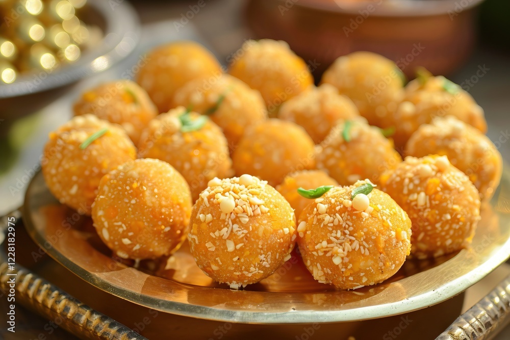 Indian sweet Bundi laddu enjoyed at Indian celebrations. Indian sweet Bundi laddu enjoyed at Indian celebrations.