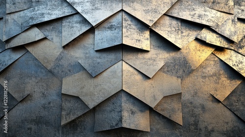Abstract metallic textured background with geometric shapes.