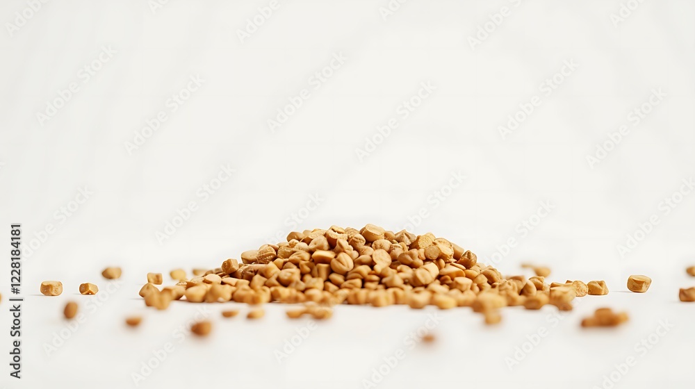 A small pile of fenugreek seeds placed on a white background A small pile of fenugreek seeds placed on a white background