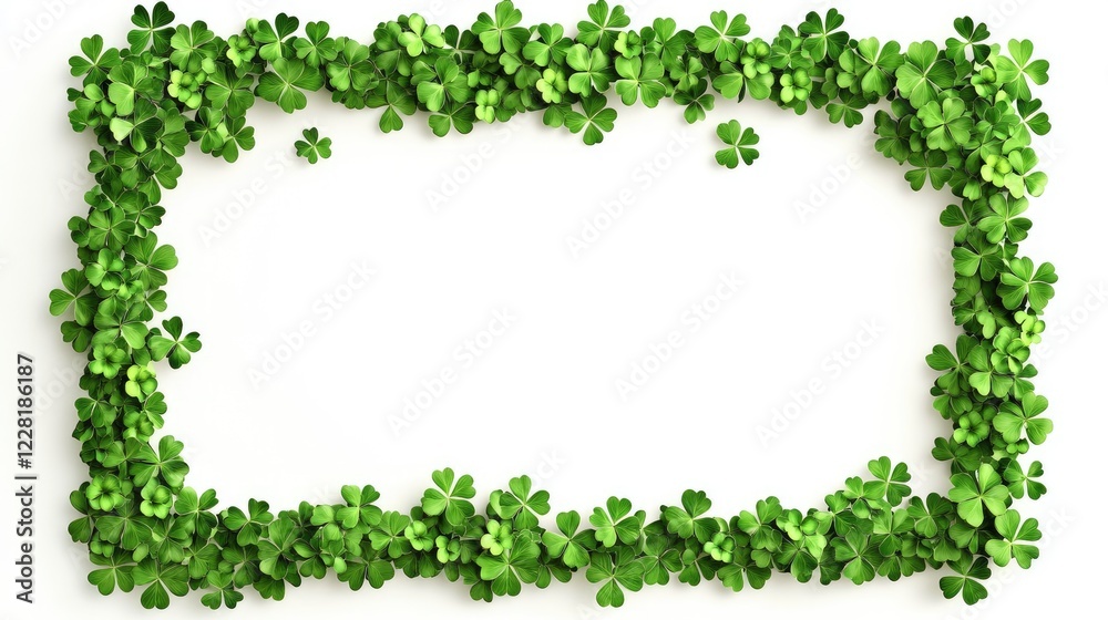 St patrick’s day celebration festive frame graphic design lush greenery top view lucky moments